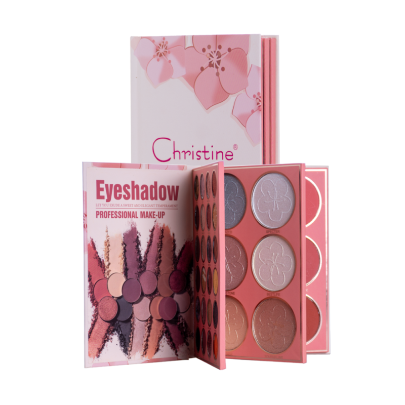 دفتر باليت كرستين 3 في 1 ظلال العيون + اضاءة + احمر خدود CH-K2308